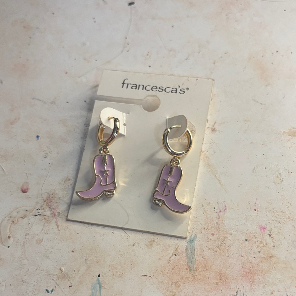 Francesca's Collections Lavender Boot Earrings